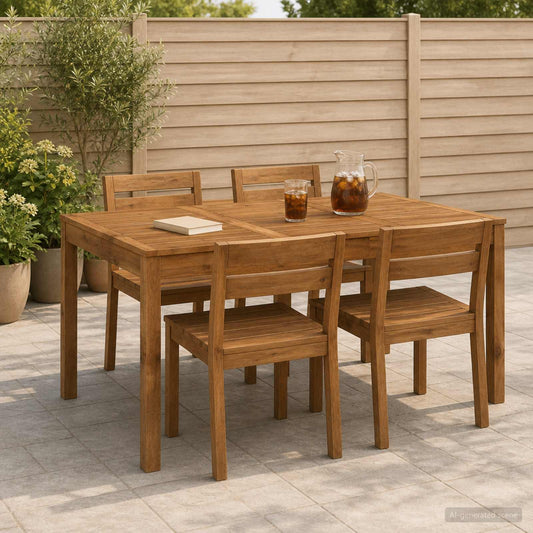 Tuindiner tafel Naturel 147 x 88,5 x 75 cm Massief Acaciahout is nu te koop bij PeponiXL, paradijselijk wonen!