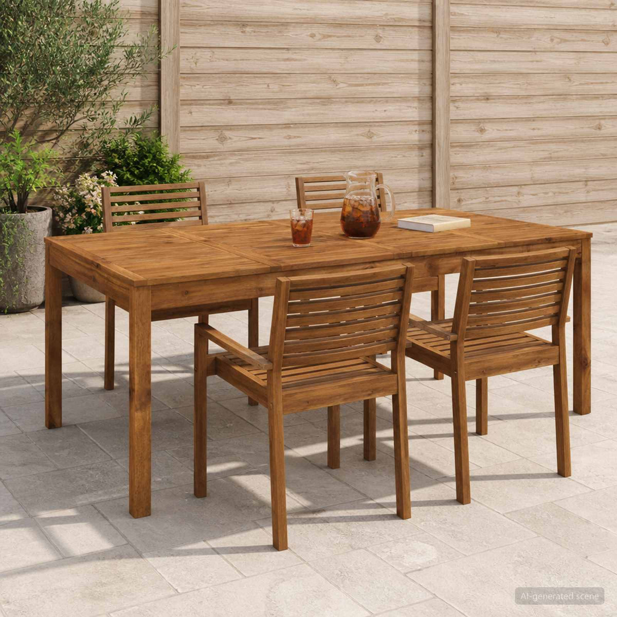 Tuindiner tafel Naturel 196 x 100,5 x 75 cm Massief Acaciahout is nu te koop bij PeponiXL, paradijselijk wonen!