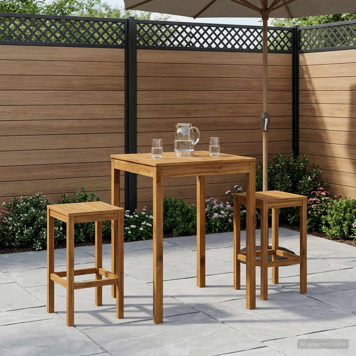 Tuinbar Tafel Naturel 80 x 80,5 x 105 cm Massief Acaciahout is nu te koop bij PeponiXL, paradijselijk wonen!