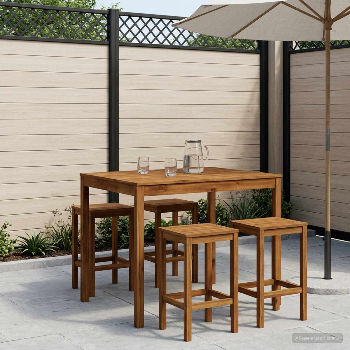 Tuinbar Tafel Naturel 110 x 108,5 x 105 cm Massief Acaciahout is nu te koop bij PeponiXL, paradijselijk wonen!