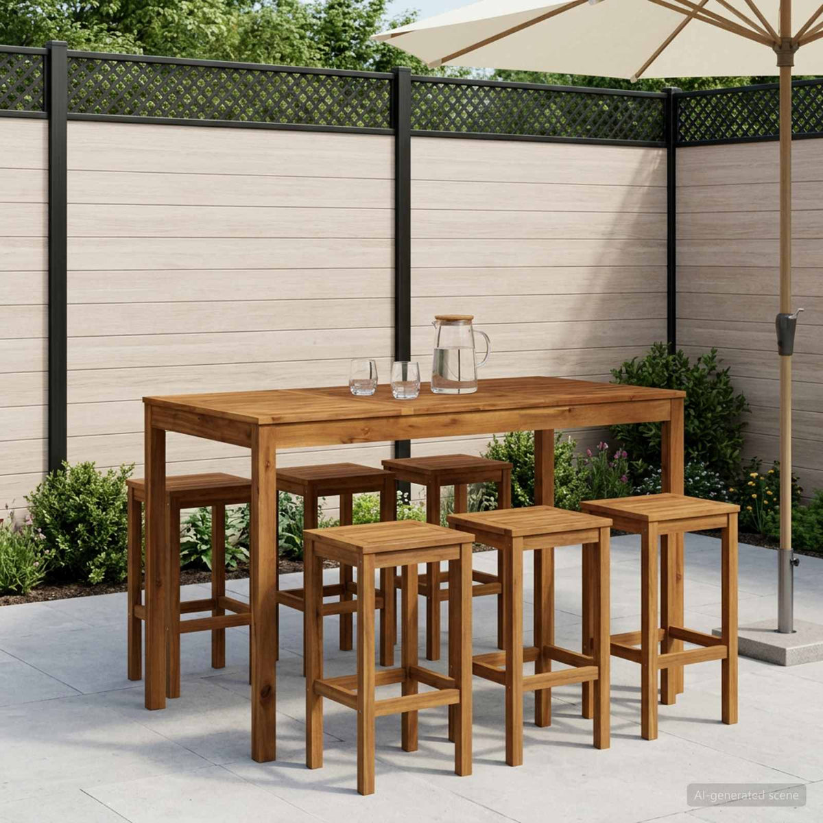 Tuinbar Tafel Naturel 141 x 80,5 x 105 cm Massief Acaciahout is nu te koop bij PeponiXL, paradijselijk wonen!