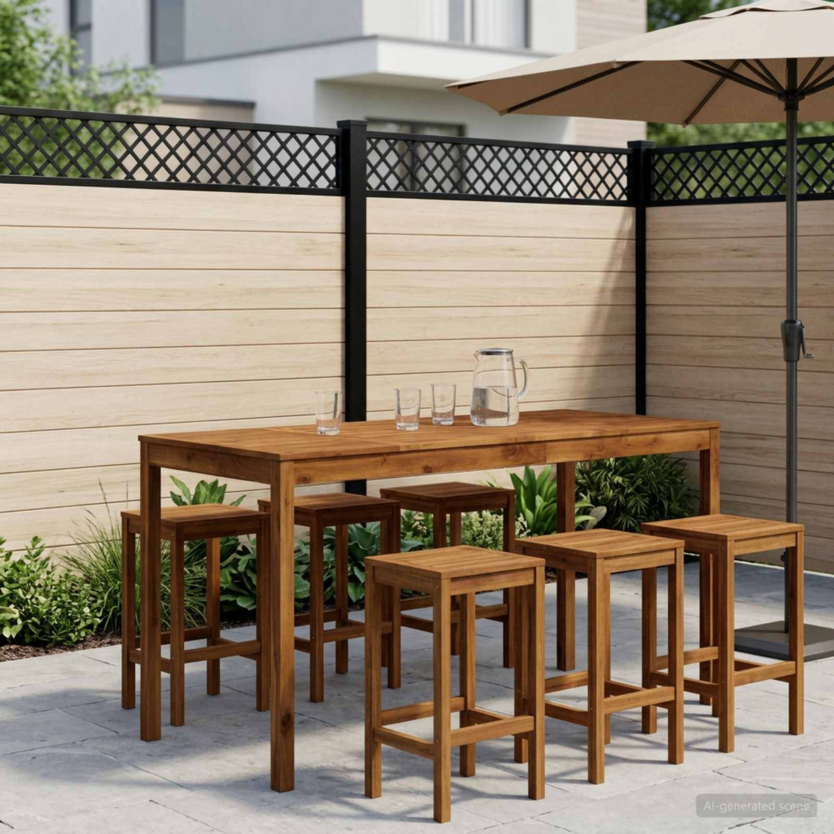 Tuinbar Tafel Naturel 196 x 80,5 x 105 cm Massief Acaciahout is nu te koop bij PeponiXL, paradijselijk wonen!