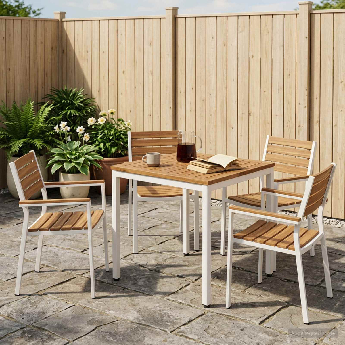 Tuindiner tafel Natuurlijk en Wit 60 x 60,5 x 75 cm is nu te koop bij PeponiXL, paradijselijk wonen!