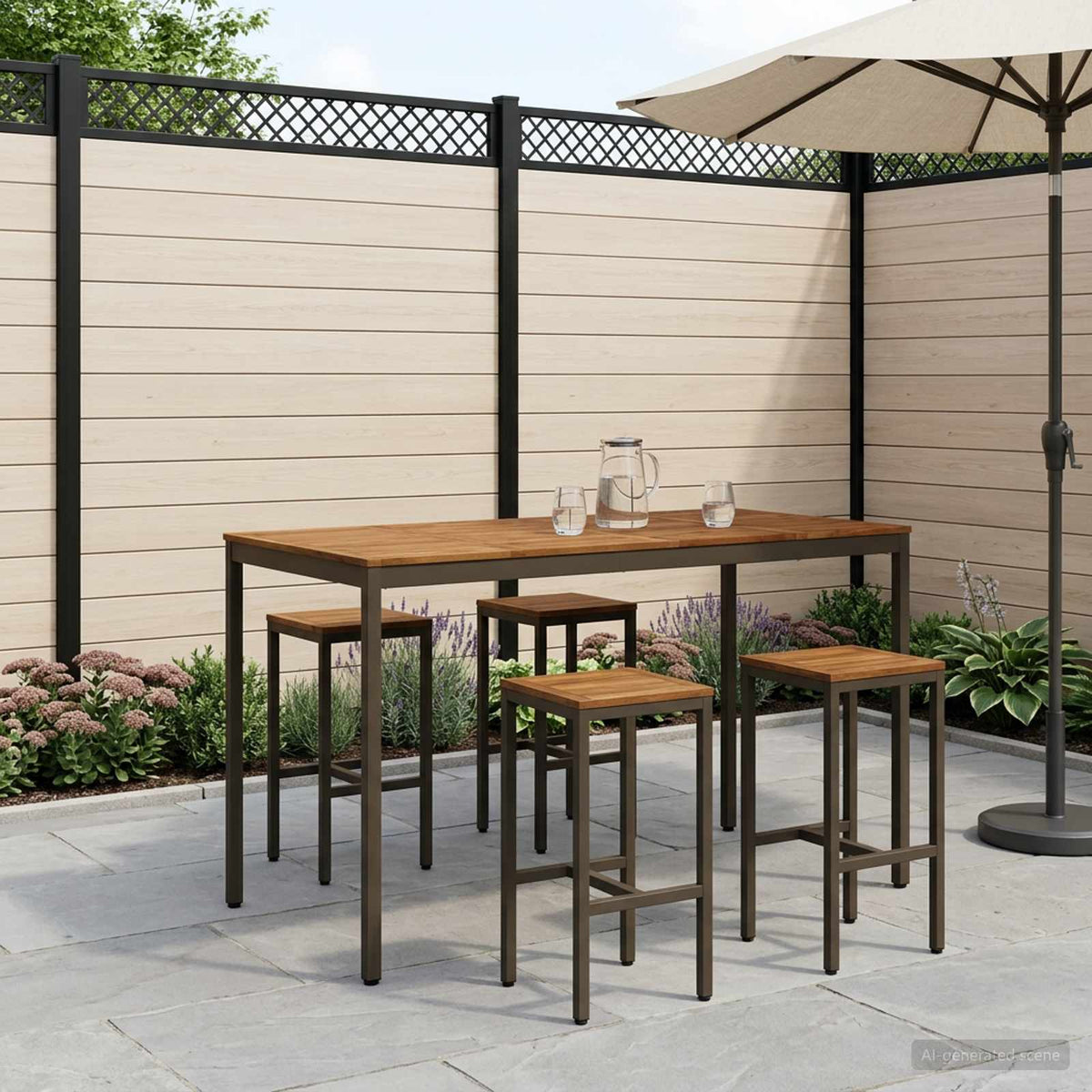 Tuinbar Tafel NAARDEN Natuurlijk en Koffie 180 x 88,5 x 105 cm is nu te koop bij PeponiXL, paradijselijk wonen!