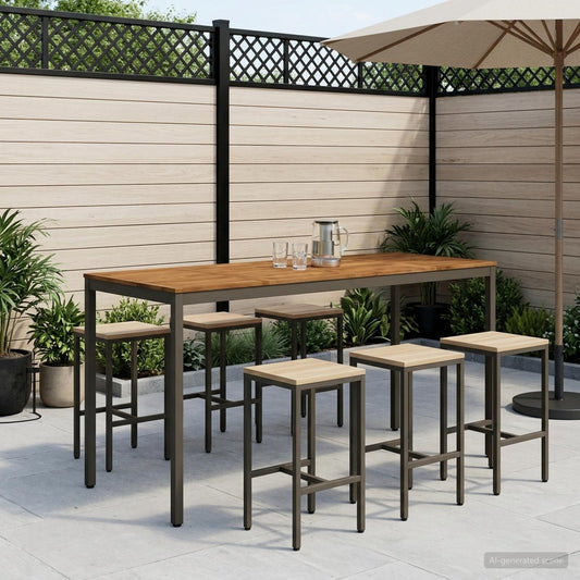 Tuinbar Tafel NAARDEN Natuurlijk en Koffie 196 x 80,5 x 105 cm is nu te koop bij PeponiXL, paradijselijk wonen!