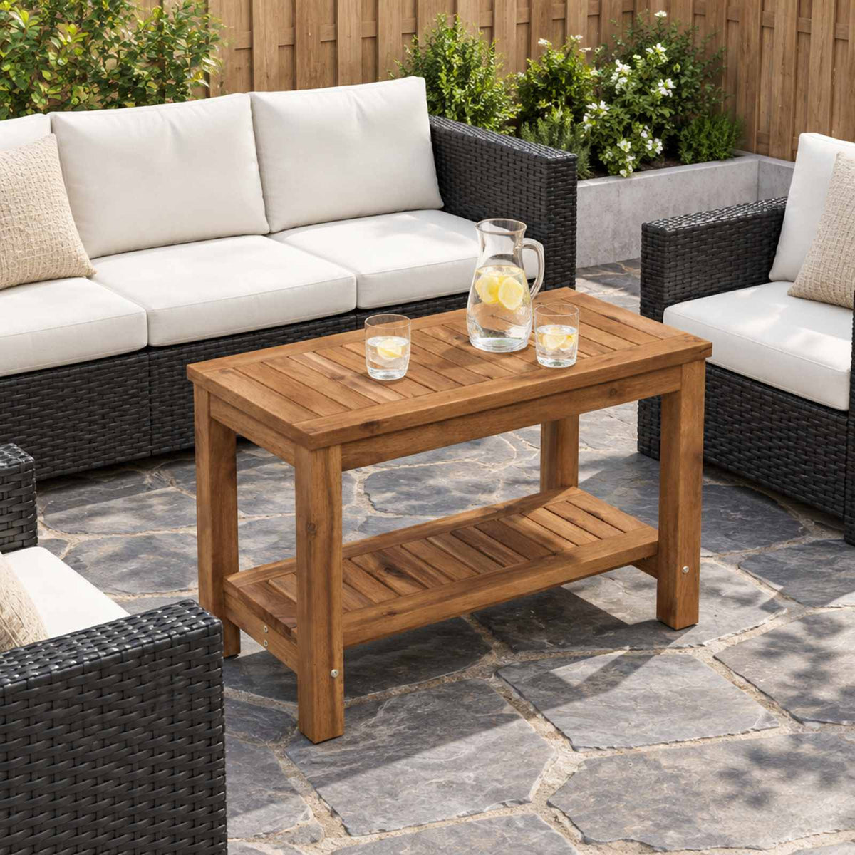 vidaXL Salontafel LAREN Naturel 60,5 x 30 x 45 cm Massief Acaciahout