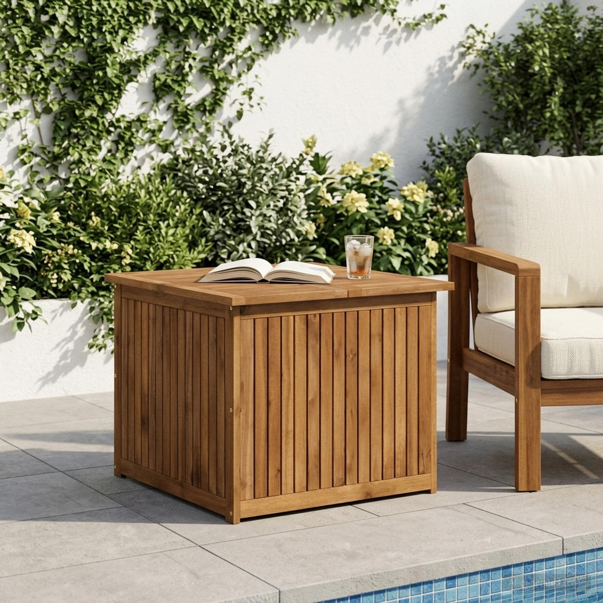 vidaXL Tuinopslagdoos LAREN Massief Acaciahout 70,5 x 68,5 x 53,5 cm