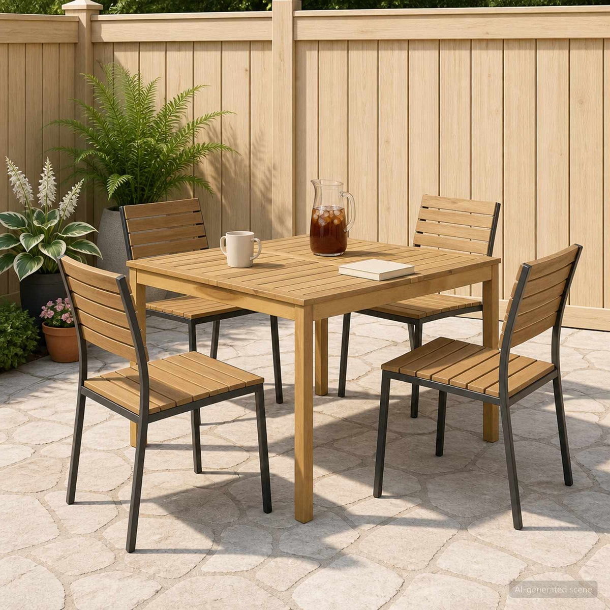 Tuindiner tafel Witgewassen 110 x 108,5 x 75 cm is nu te koop bij PeponiXL, paradijselijk wonen!