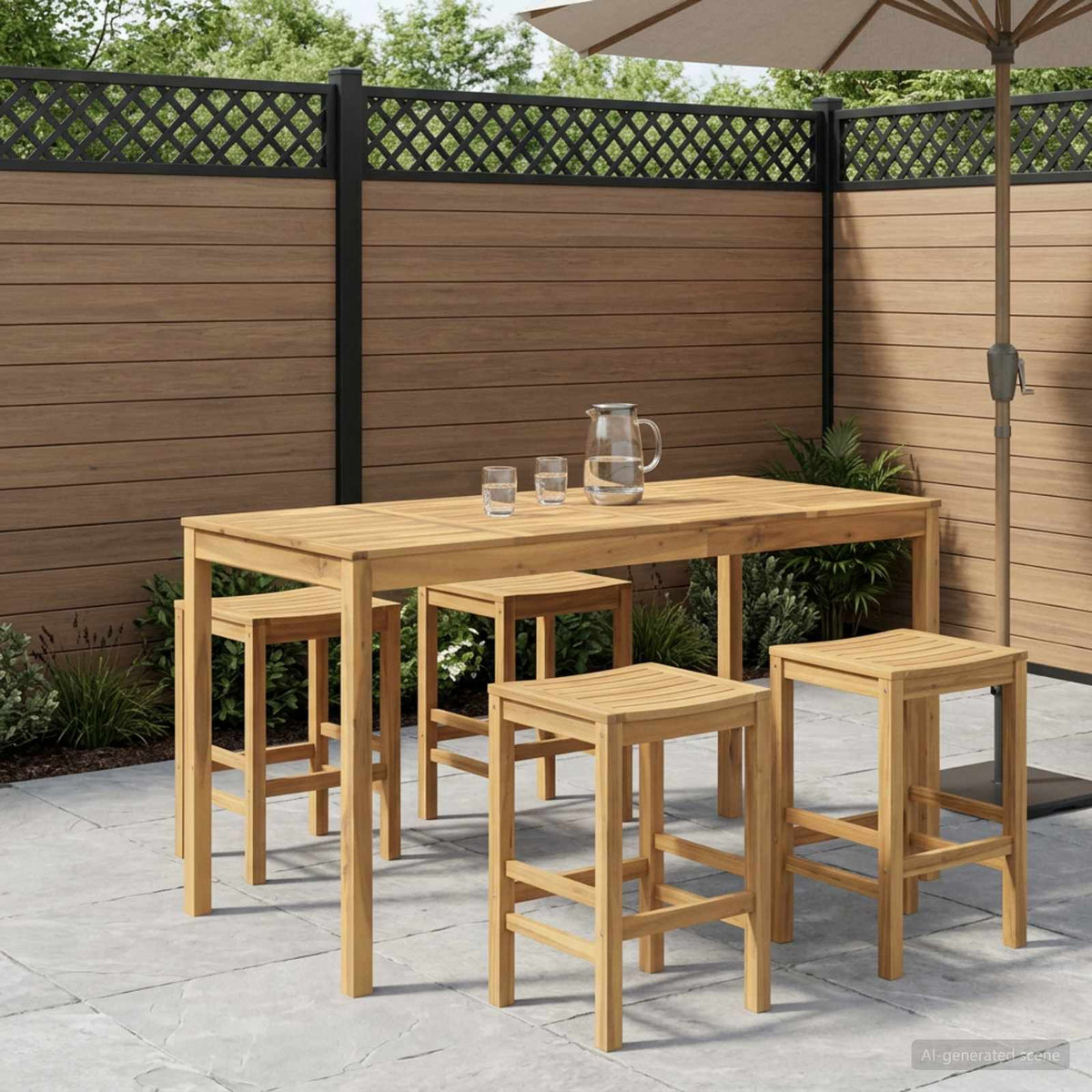 Tuinbar Tafel Wit 196 x 80,5 x 105 cm Massief Acaciahout is nu te koop bij PeponiXL, paradijselijk wonen!