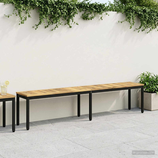 Tuinbank 201 x 35 x 45 cm Massief Acaciahout Wit en zwart is nu te koop bij PeponiXL, paradijselijk wonen!