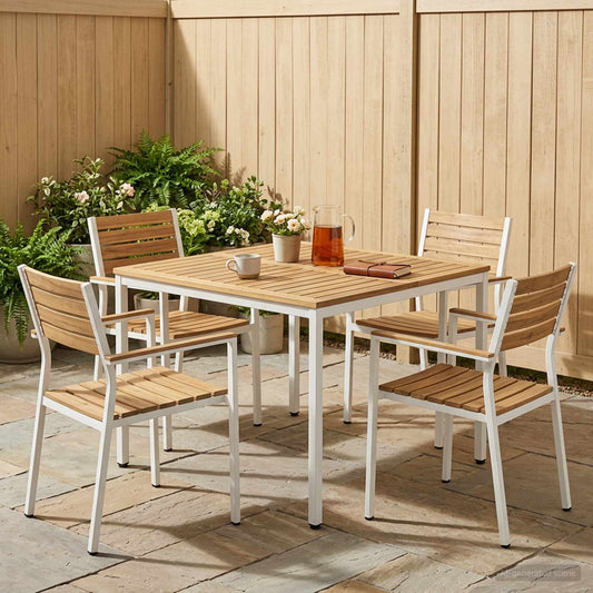 Tuindiner tafel Wit 110 x 108,5 x 75 cm Massief Acaciahout is nu te koop bij PeponiXL, paradijselijk wonen!