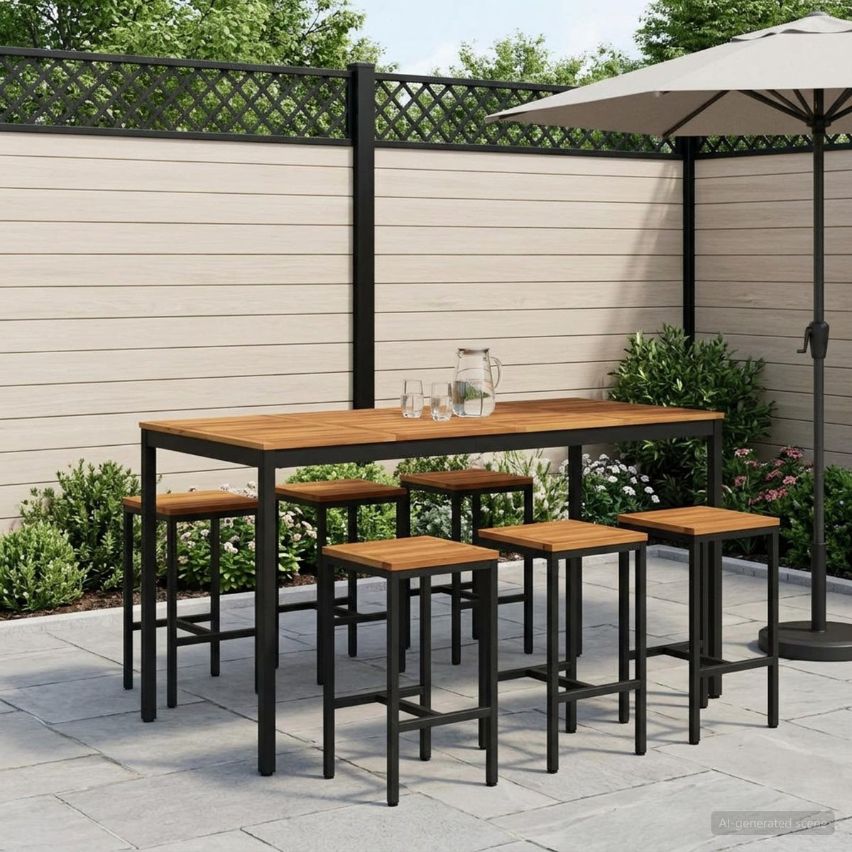 Tuinbar Tafel NAARDEN Wit en zwart 180 x 88,5 x 105 cm is nu te koop bij PeponiXL, paradijselijk wonen!