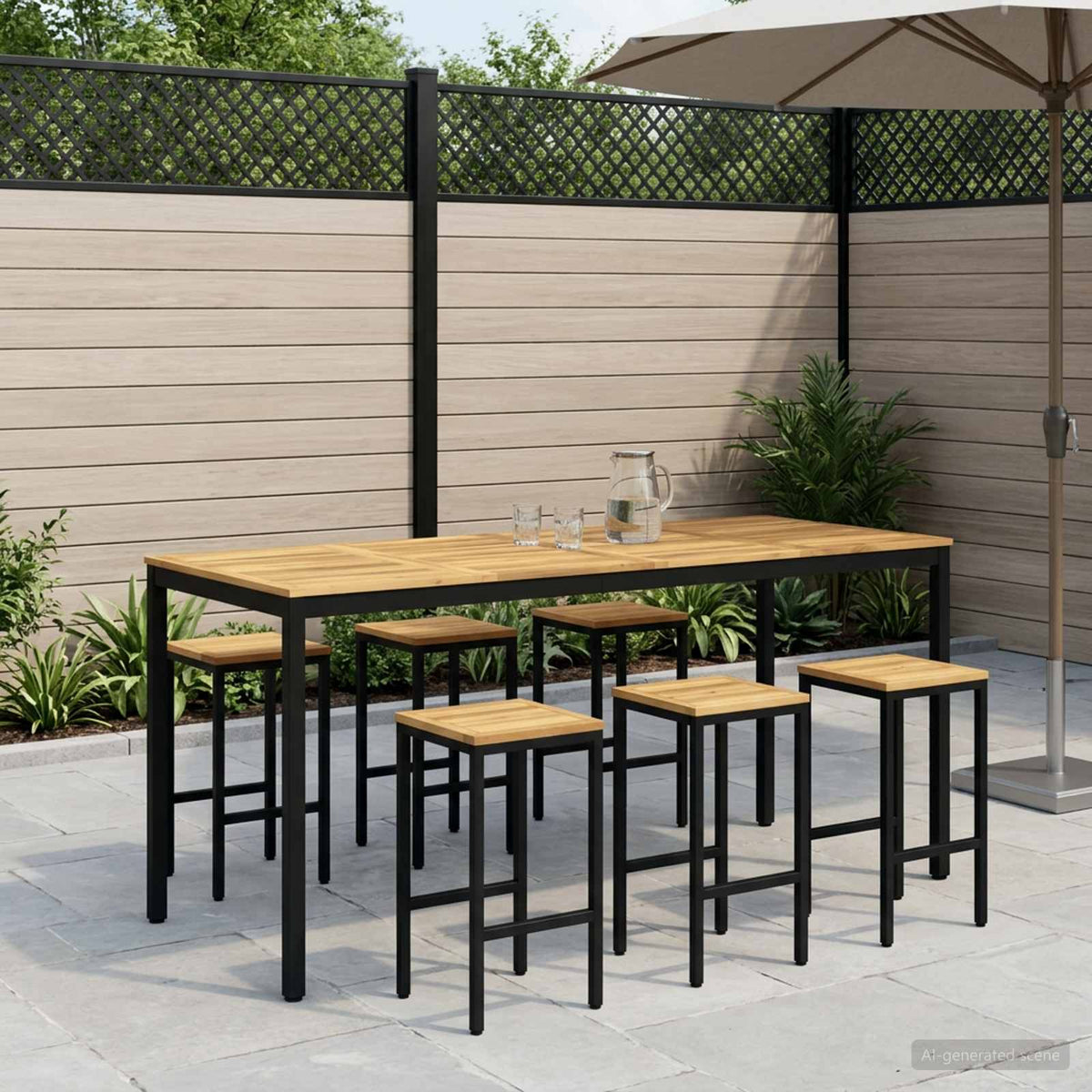 Tuinbar Tafel NAARDEN Wit en zwart 196 x 80,5 x 105 cm is nu te koop bij PeponiXL, paradijselijk wonen!