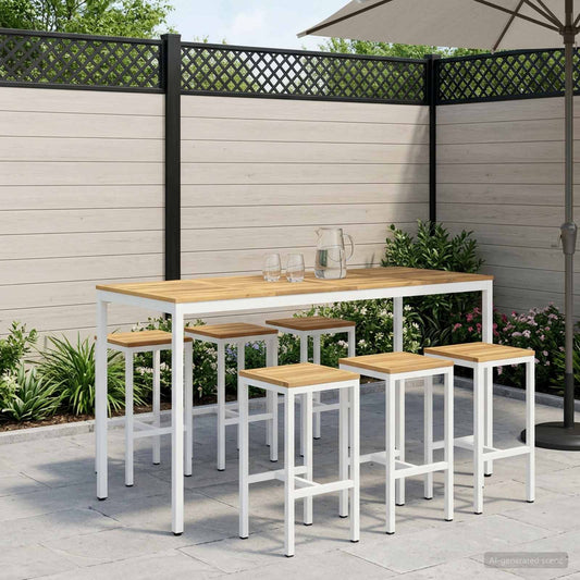 Tuinbar Tafel NAARDEN Wit 196 x 80,5 x 105 cm is nu te koop bij PeponiXL, paradijselijk wonen!