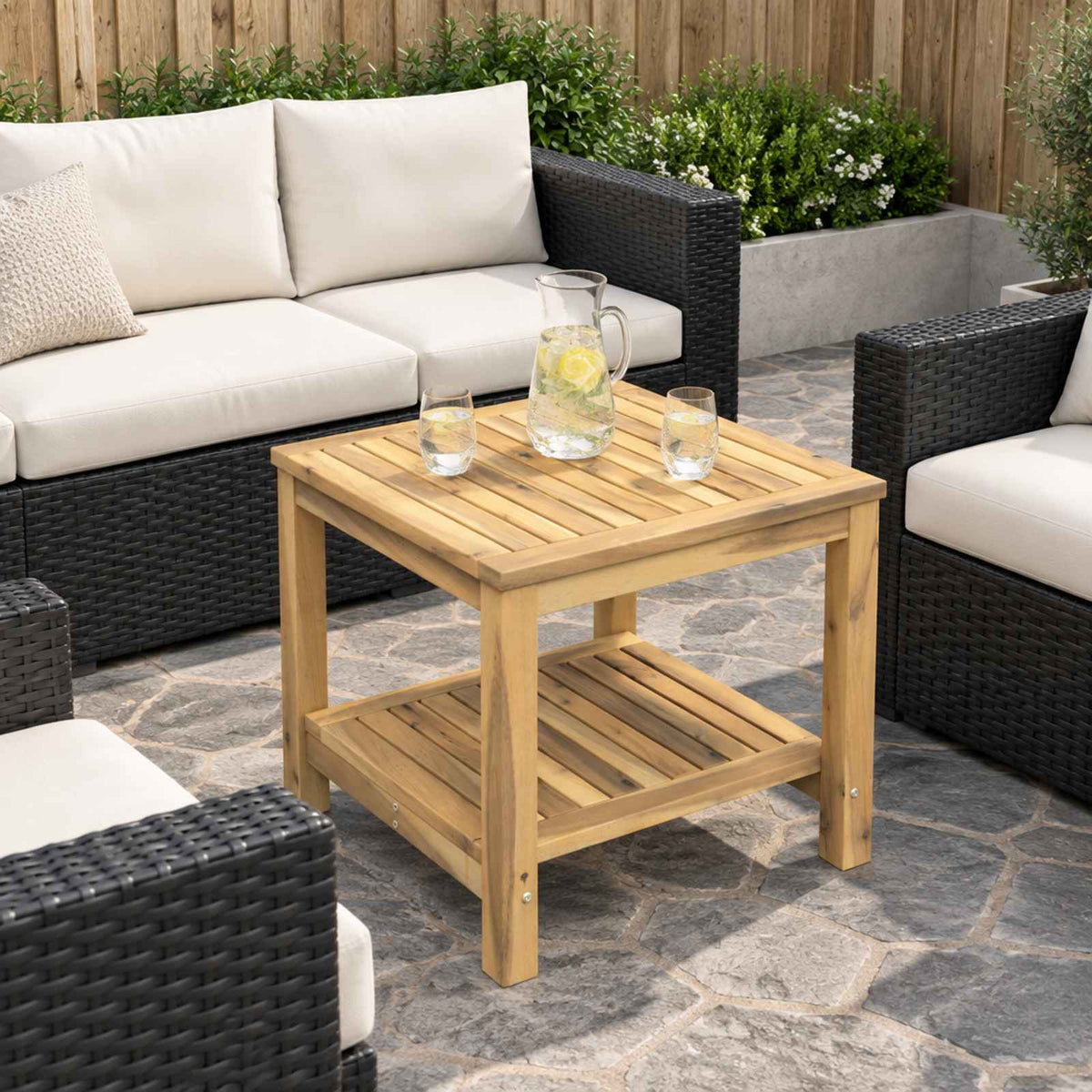 Salontafel Witgewassen 48,5 x 49 x 45 cm Massief Acaciahout is nu te koop bij PeponiXL, paradijselijk wonen!