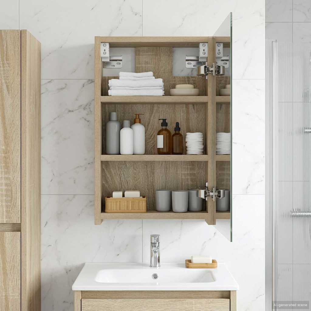 Badkamer spiegelkast Sonoma Eiken 30 x 10,5 x 50 cm is nu te koop bij PeponiXL, paradijselijk wonen!