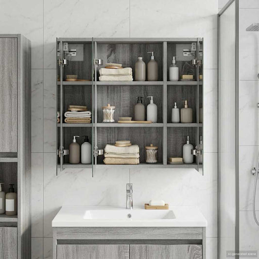 vidaXL Badkamer spiegelkast Grijs Sonoma 63,5 x 16 x 62,5 cm