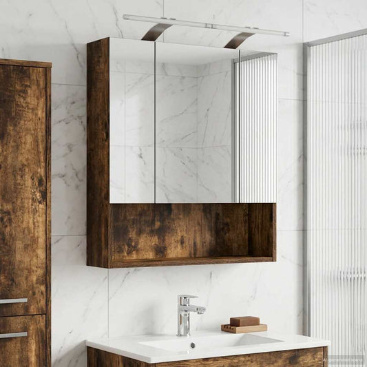 vidaXL Badkamer spiegelkast Gerookt eiken 60 x 14.5 x 70 cm