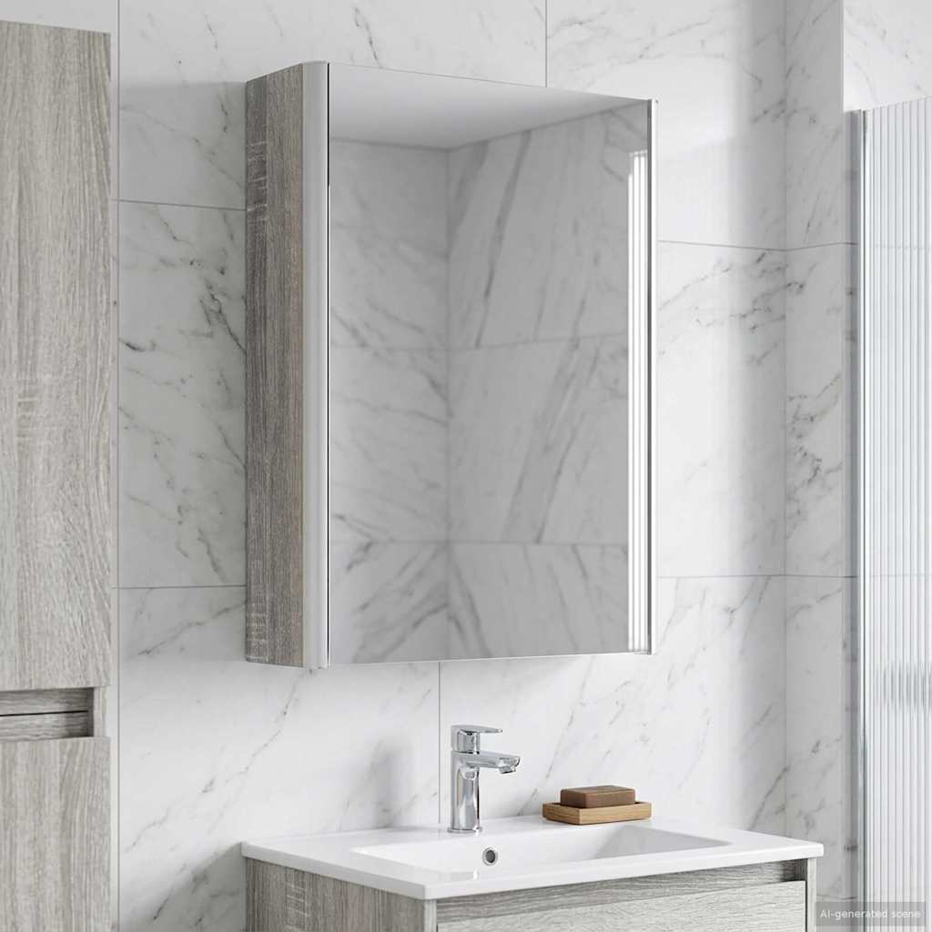 vidaXL Badkamer spiegelkast Grijs Sonoma 33 x 11,5 x 50 cm