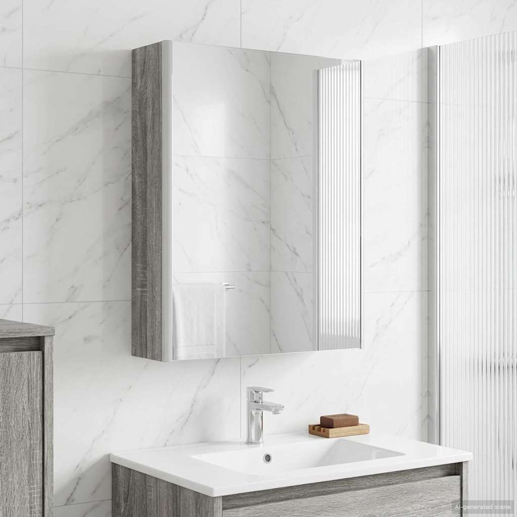 vidaXL Badkamer spiegelkast Grijs Sonoma 53,5 x 15,5 x 70 cm