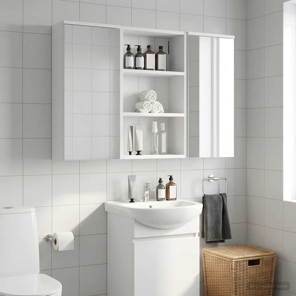 Badkamer wandkast Wit 40 x 16 x 62,5 cm Geconstrueerd hout is nu te koop bij PeponiXL, paradijselijk wonen!