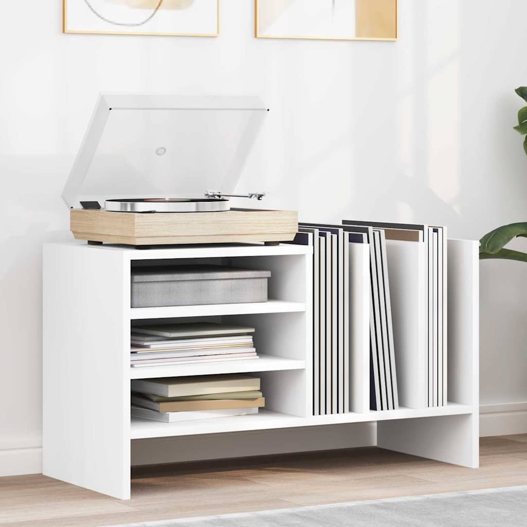 Platenkast met plank Wit 78.5 x 35 x 45 cm Bewerkt hout is nu te koop bij PeponiXL, paradijselijk wonen!