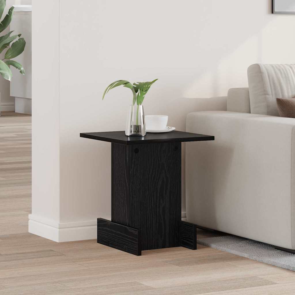 Bijzettafel Zwart Eiken 35,5 x 35 x 40 cm Bewerkt hout is nu te koop bij PeponiXL, paradijselijk wonen!