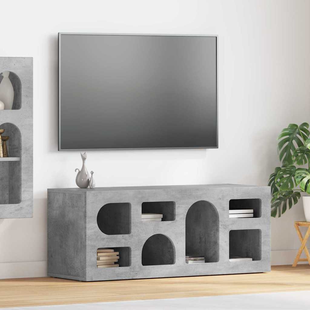 TV-kast Beton Grijs 100 x 35 x 40 cm Bewerkt hout is nu te koop bij PeponiXL, paradijselijk wonen!