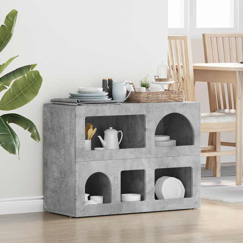 Dressoir Beton Grijs 80,5 x 35 x 59 cm Bewerkt hout is nu te koop bij PeponiXL, paradijselijk wonen!