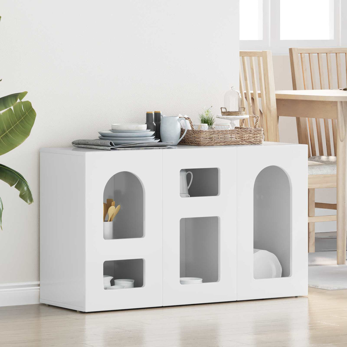 Dressoir Hoogglans wit 100 x 35 x 59 cm Bewerkt hout is nu te koop bij PeponiXL, paradijselijk wonen!