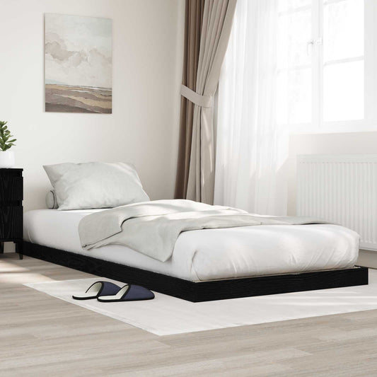 vidaXL Vloer bedframe Zwart Eiken 80 x 200 cm Bewerkt hout
