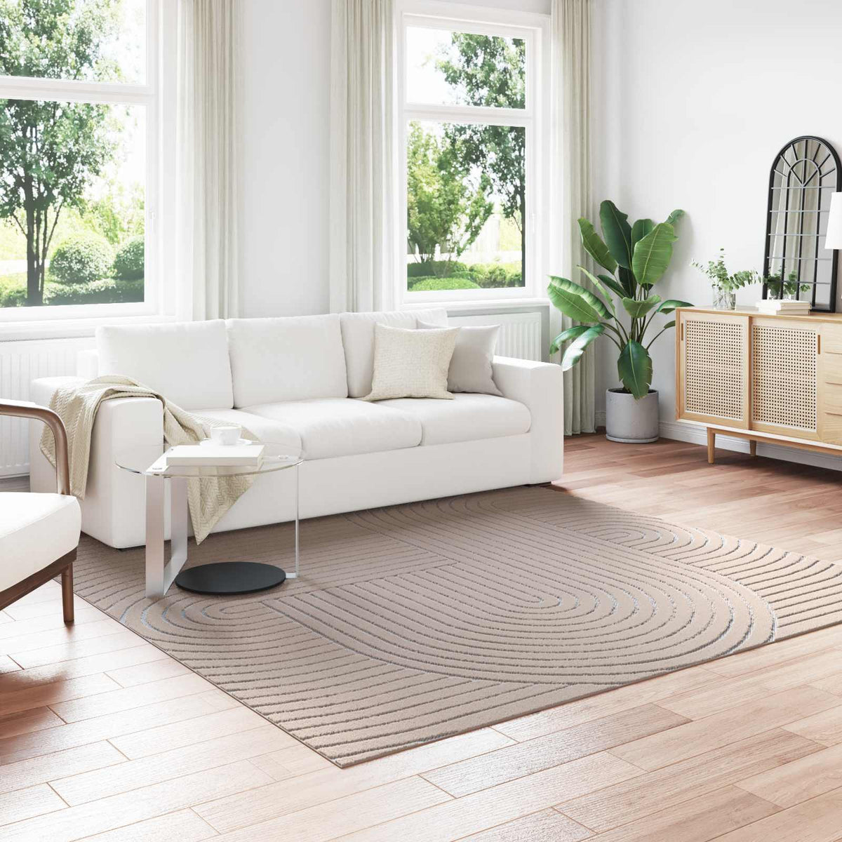 Vloerkleden Vierkant PALMERAS Beige 240 x 240 cm Polyester is nu te koop bij PeponiXL, paradijselijk wonen!