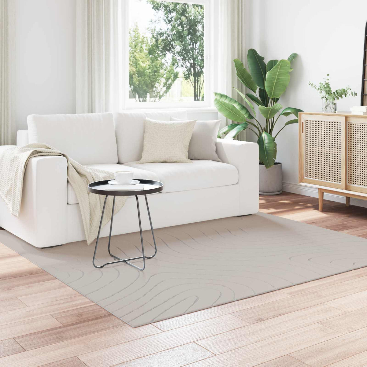 Vloerkleden Vierkant PALMERAS Crème 120 x 120 cm Polyester is nu te koop bij PeponiXL, paradijselijk wonen!