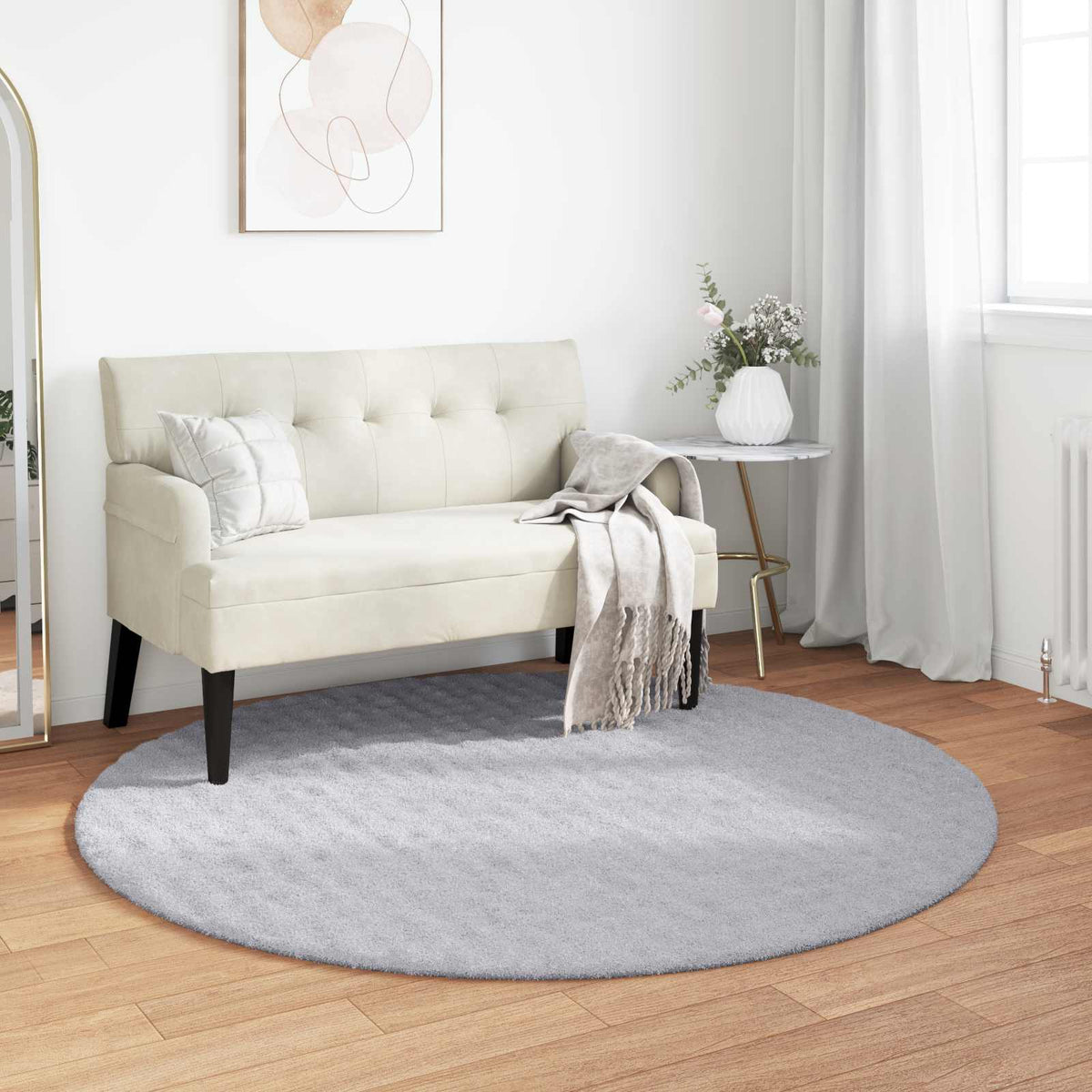 Vloerkleden Rond SIROLO Grijs Ø 160 CM Polyester is nu te koop bij PeponiXL, paradijselijk wonen!