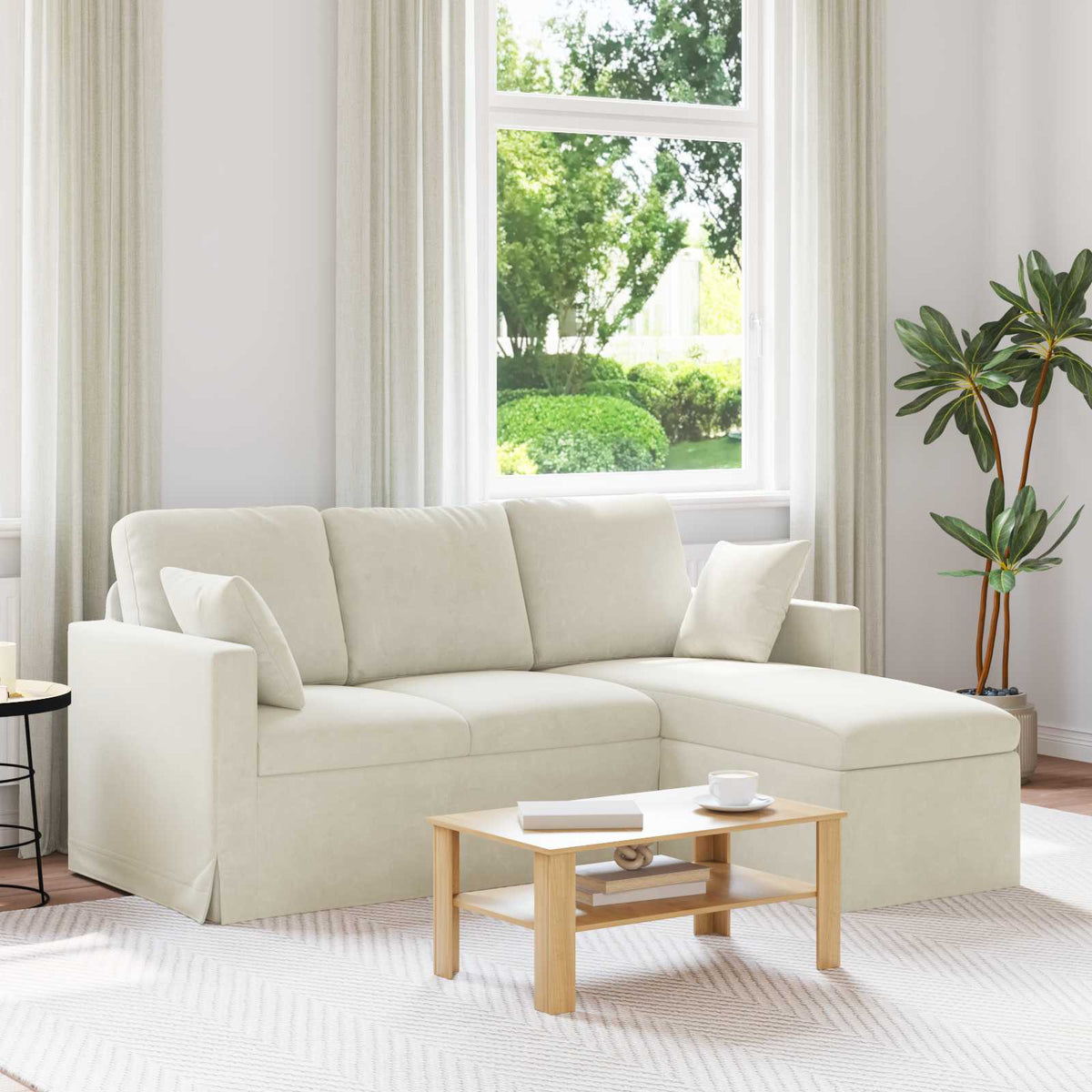 Bank Crème 178 x 134 x 80 cm Fluweel is nu te koop bij PeponiXL, paradijselijk wonen!