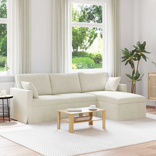 vidaXL Bank Crème 228 x 134 x 80 cm Fluweel