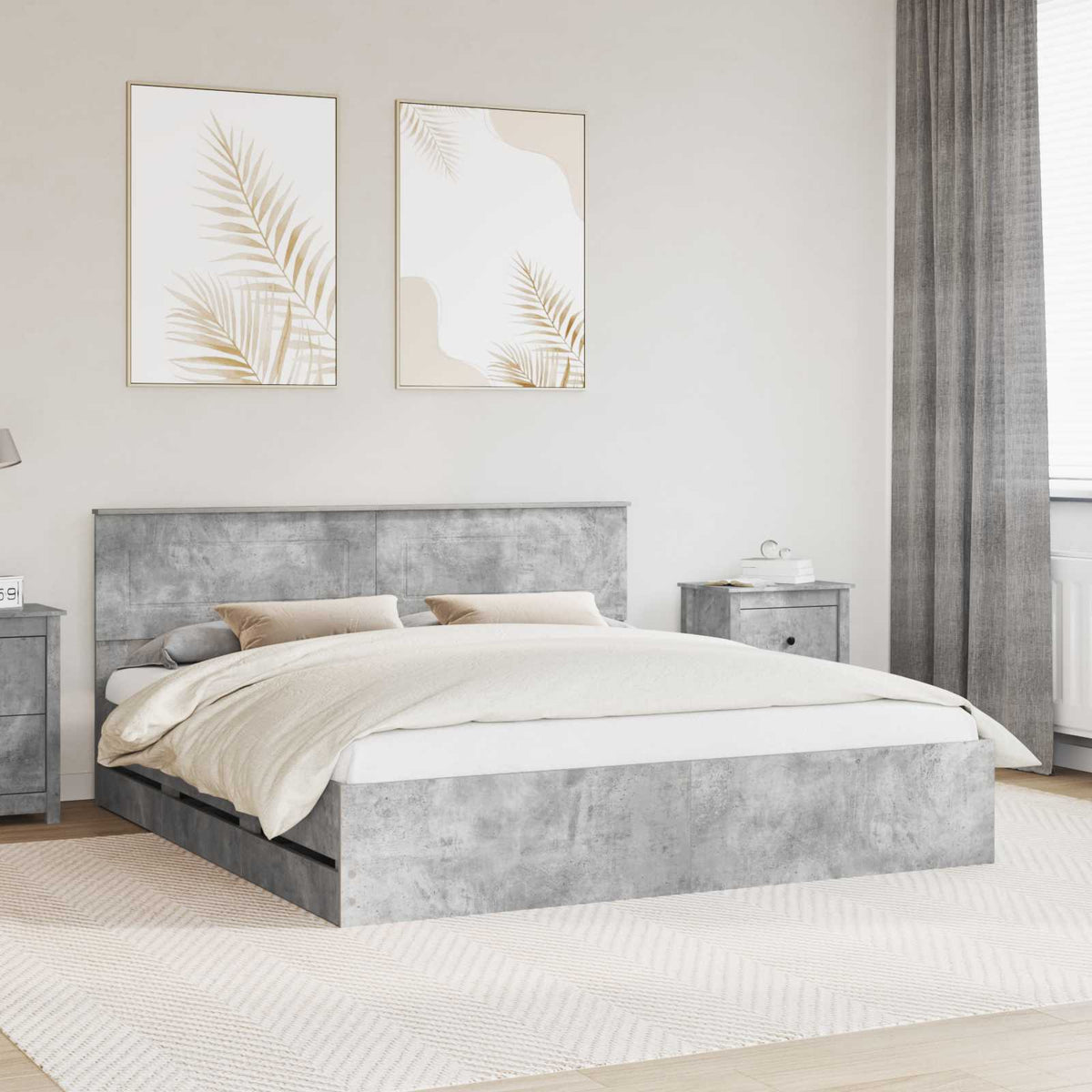 Bedframe met lade Beton Grijs 200 x 200 cm Ingenieurshout is nu te koop bij PeponiXL, paradijselijk wonen!