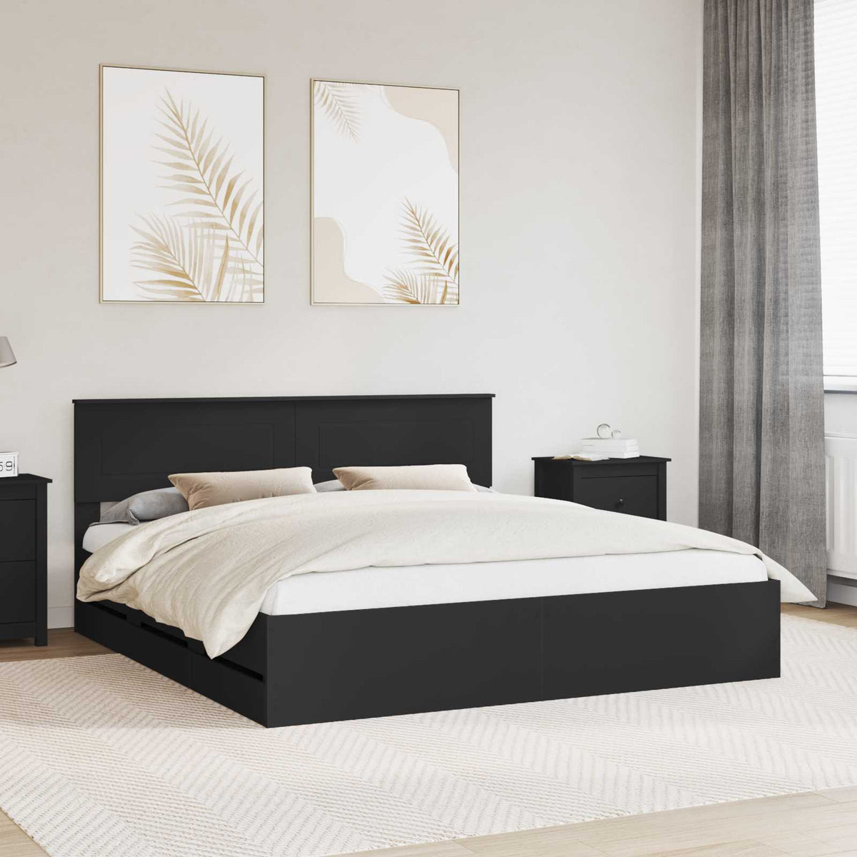 Bedframe met lade met opslag Zwart 180 x 200 cm Ingenieurshout is nu te koop bij PeponiXL, paradijselijk wonen!