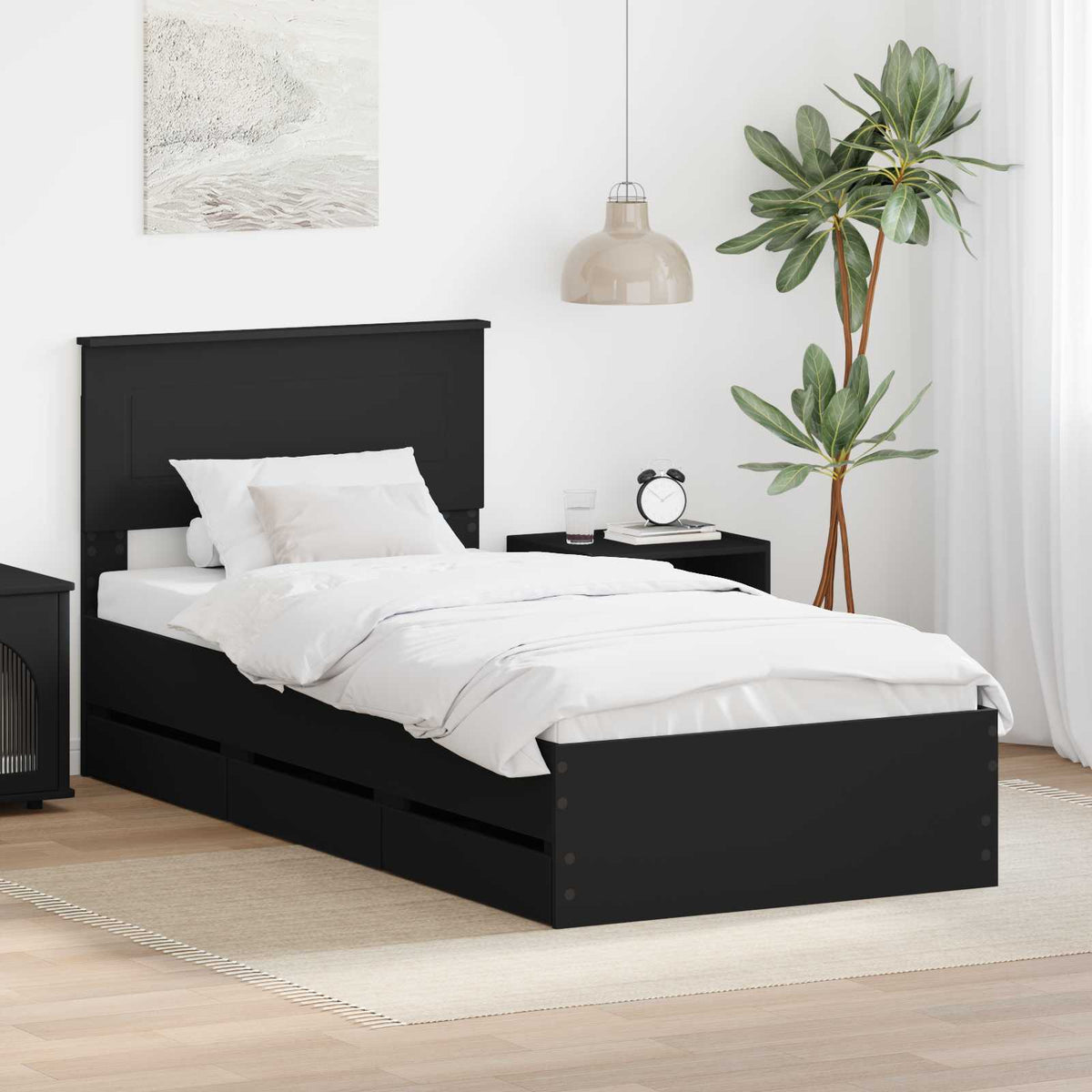 Bedframe met lade met opslag Zwart 90 x 190 cm Ingenieurshout is nu te koop bij PeponiXL, paradijselijk wonen!