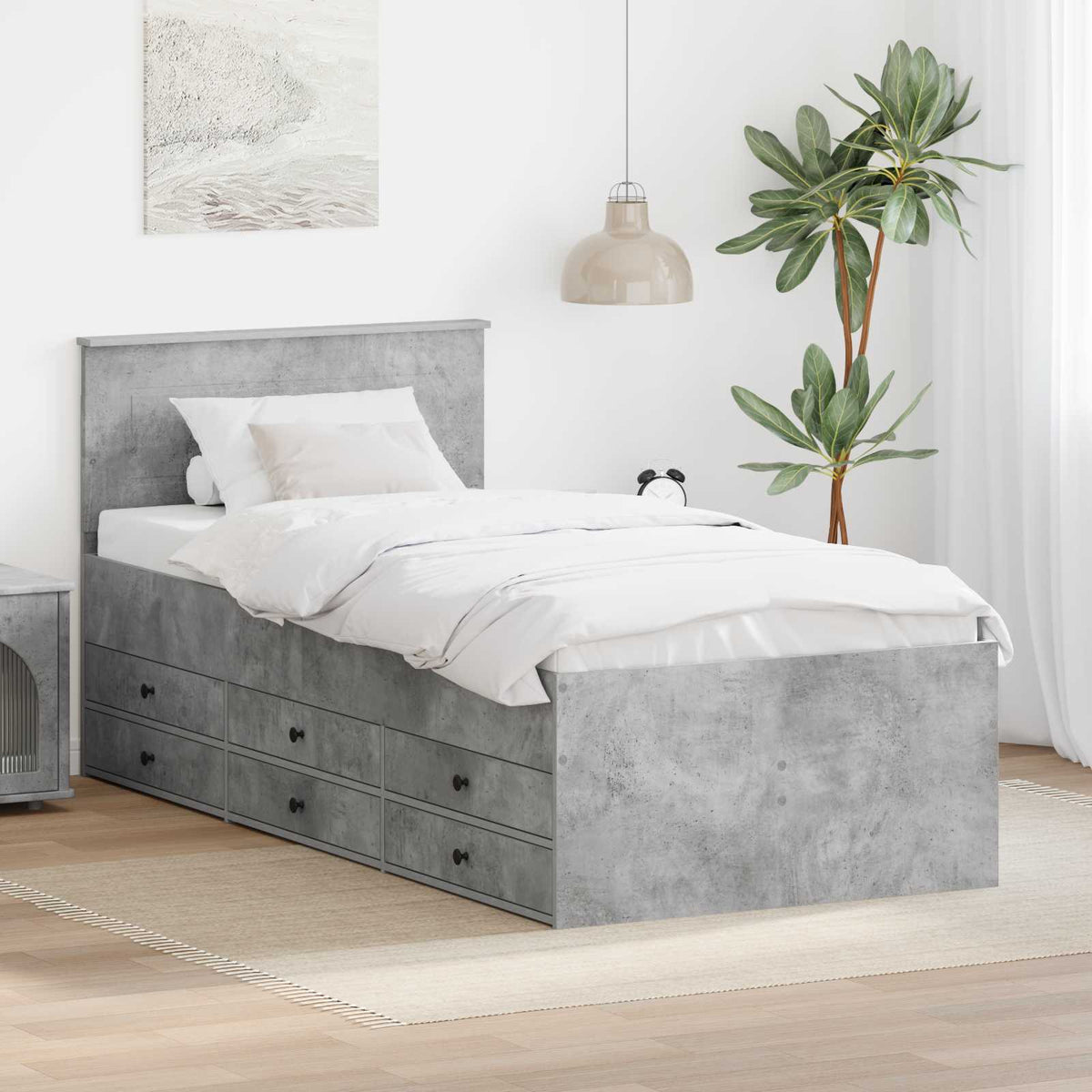 Slaapbank Beton Grijs en Zwart 100 x 200 cm Bewerkt hout is nu te koop bij PeponiXL, paradijselijk wonen!