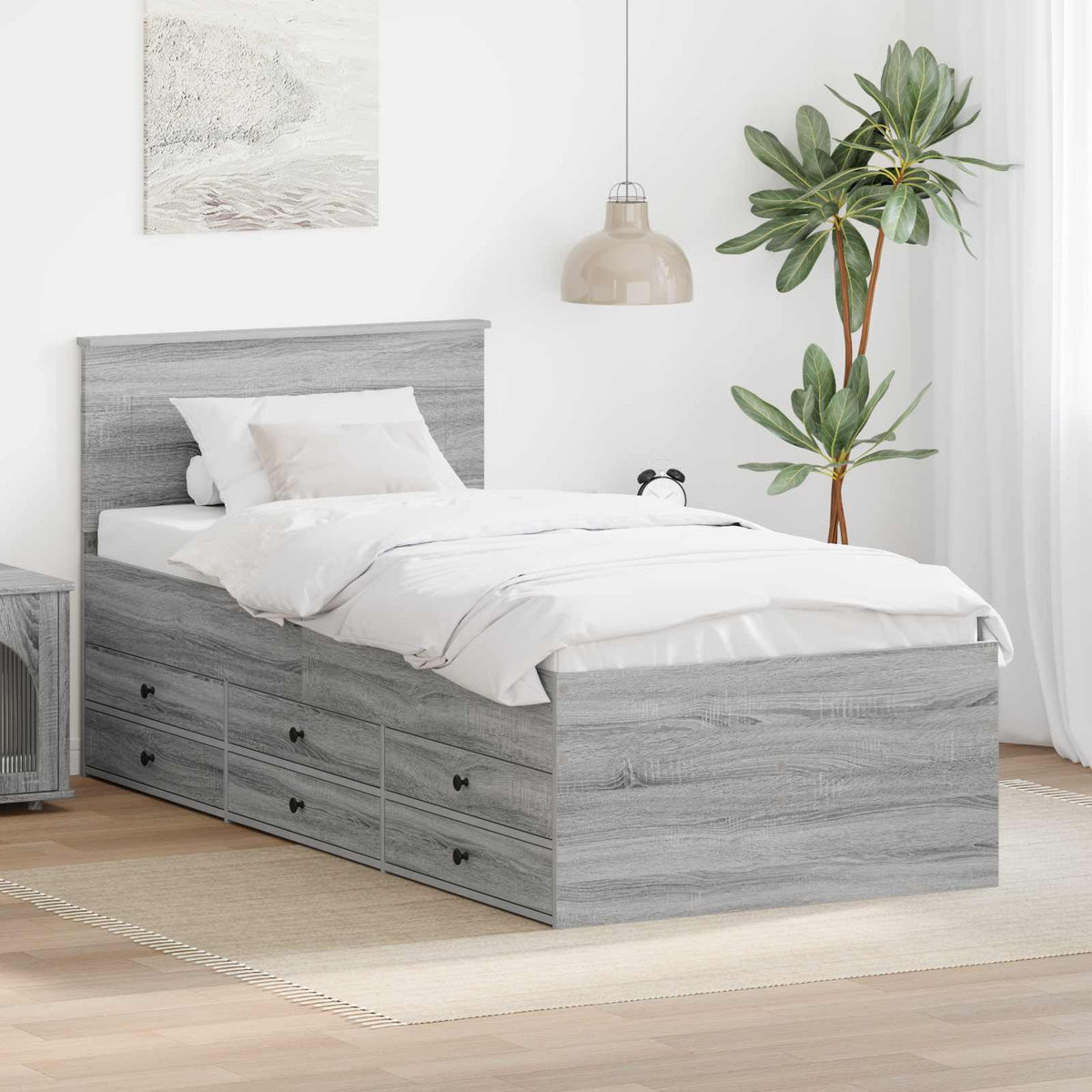 Slaapbank Grijs Sonoma en Zwart 75 x 190 cm Bewerkt hout is nu te koop bij PeponiXL, paradijselijk wonen!