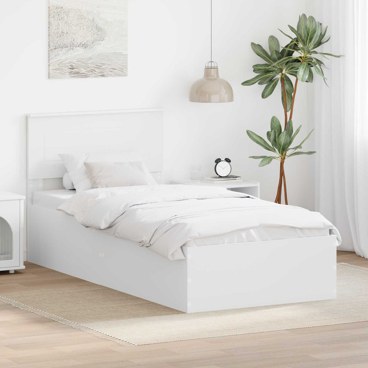 Bedframe met hoofdeinde Wit 75 x 190 cm Bewerkt hout is nu te koop bij PeponiXL, paradijselijk wonen!