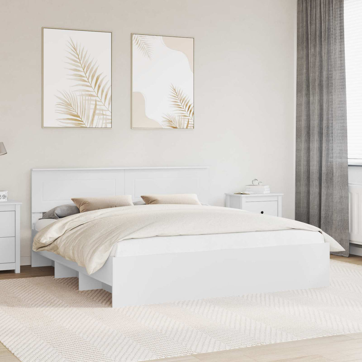 Bedframe met hoofdeinde Wit 180 x 200 cm Bewerkt hout is nu te koop bij PeponiXL, paradijselijk wonen!