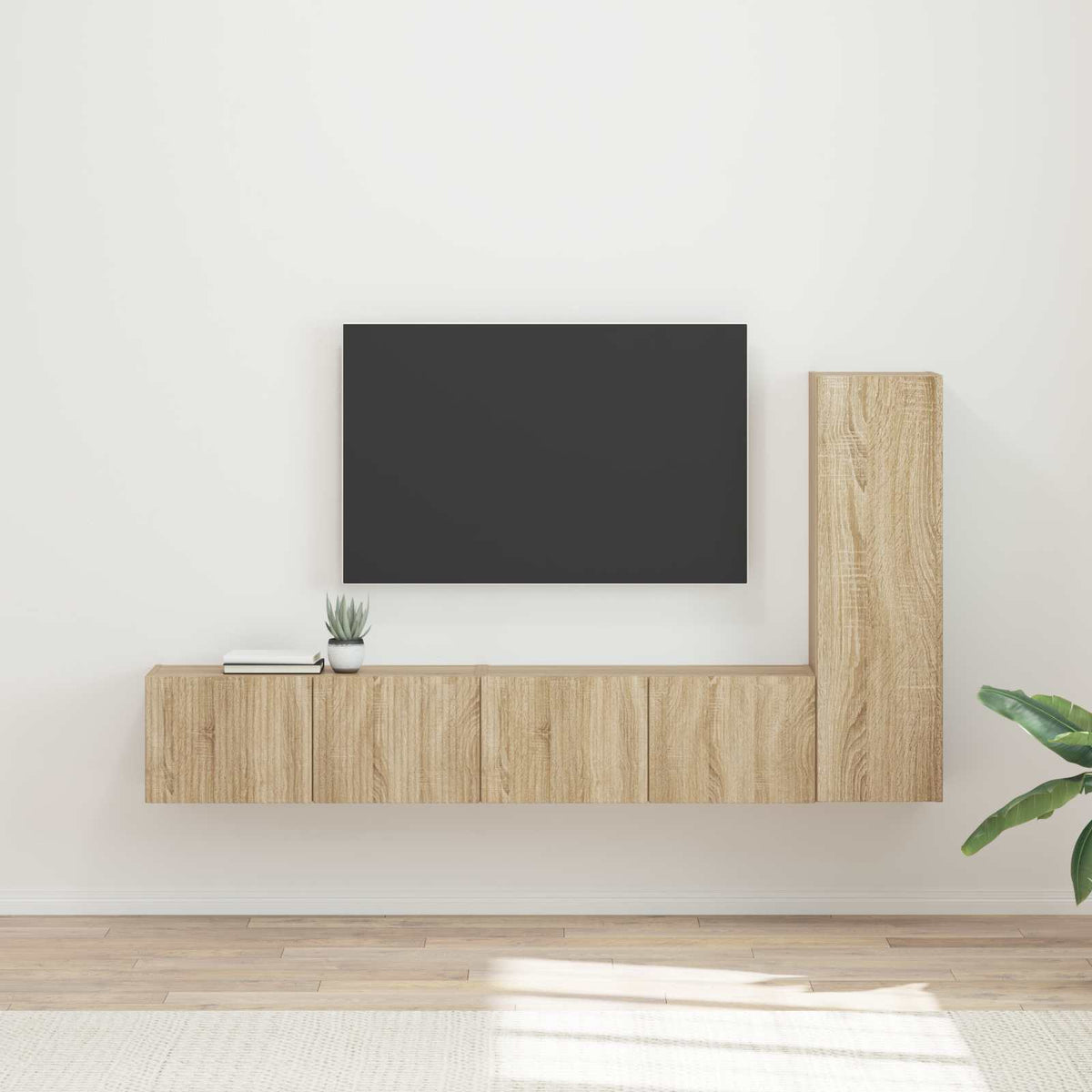 Tv-meubelset Wandgemonteerd 3 pcs Sonoma Eiken Bewerkt hout is nu te koop bij PeponiXL, paradijselijk wonen!