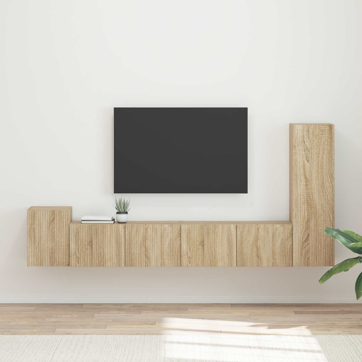 Tv-meubelset Wandgemonteerd 3 pcs Sonoma Eiken Bewerkt hout is nu te koop bij PeponiXL, paradijselijk wonen!