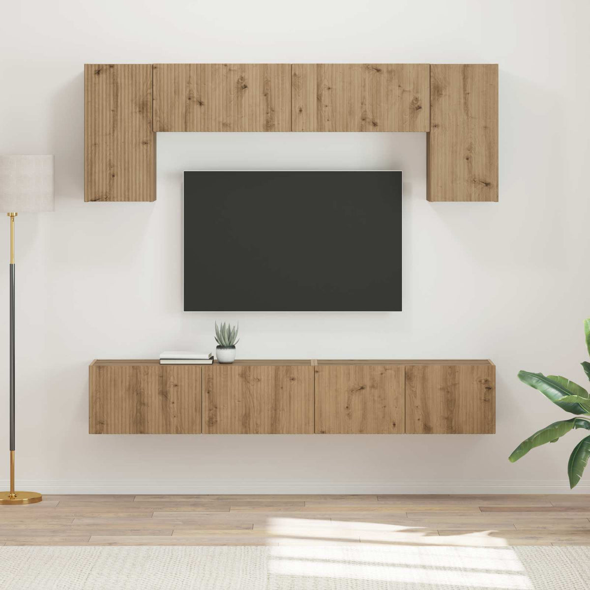 Tv-meubelset Wandgemonteerd 5 pcs Grijs Sonoma Bewerkt hout is nu te koop bij PeponiXL, paradijselijk wonen!