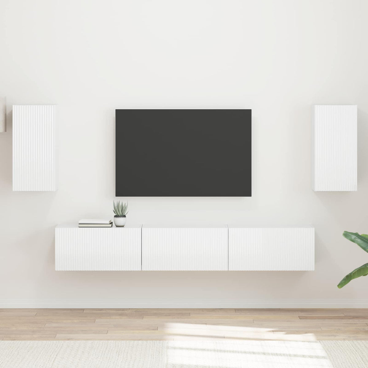 Tv-meubelset Wandgemonteerd 5 pcs Hoogglans wit Bewerkt hout is nu te koop bij PeponiXL, paradijselijk wonen!