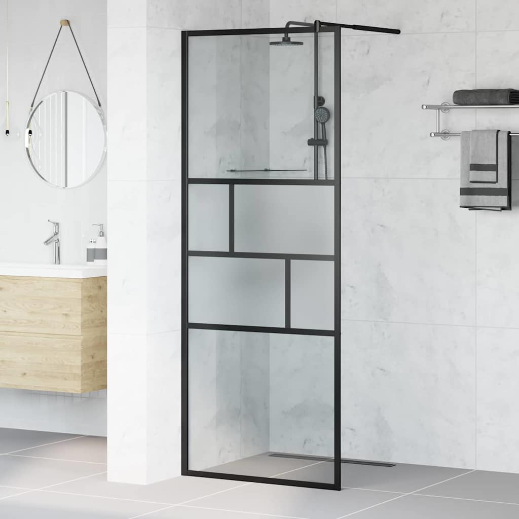 Inloop Douche Wand Zwart 80 x 195 x 0.5 cm Glas en Aluminium is nu te koop bij PeponiXL, paradijselijk wonen!
