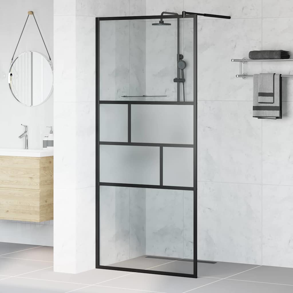 Inloop Douche Wand Zwart 90 x 195 x 0,5 cm Glas en Aluminium is nu te koop bij PeponiXL, paradijselijk wonen!