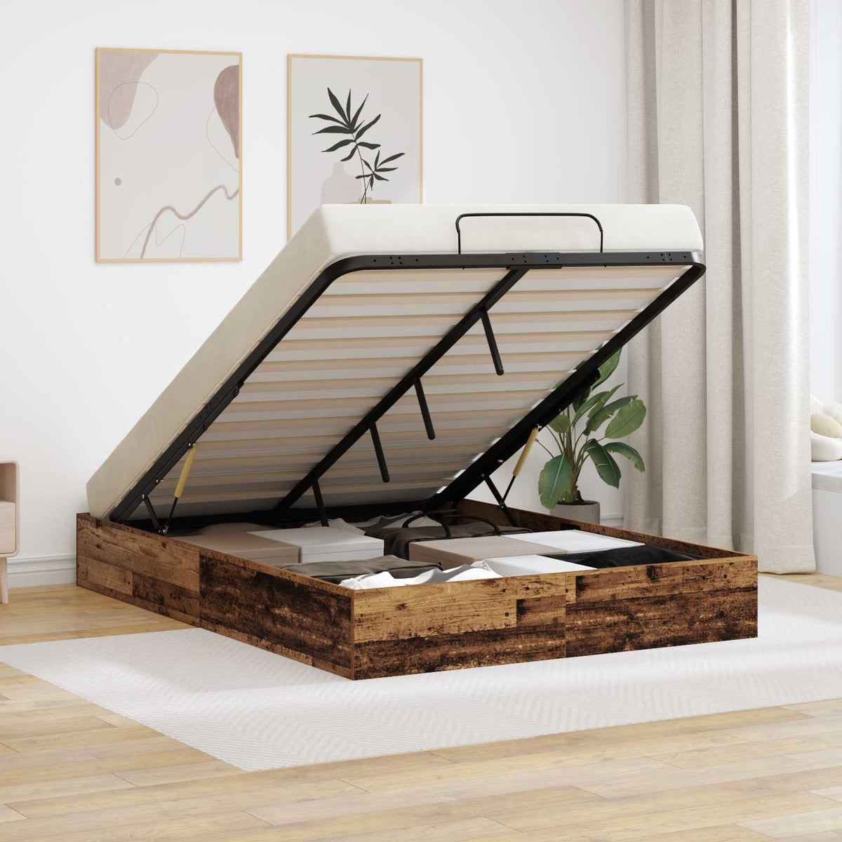 Ottoman Bedframe Oudhout 193 x 120 x 25 cm Geconstrueerd hout is nu te koop bij PeponiXL, paradijselijk wonen!